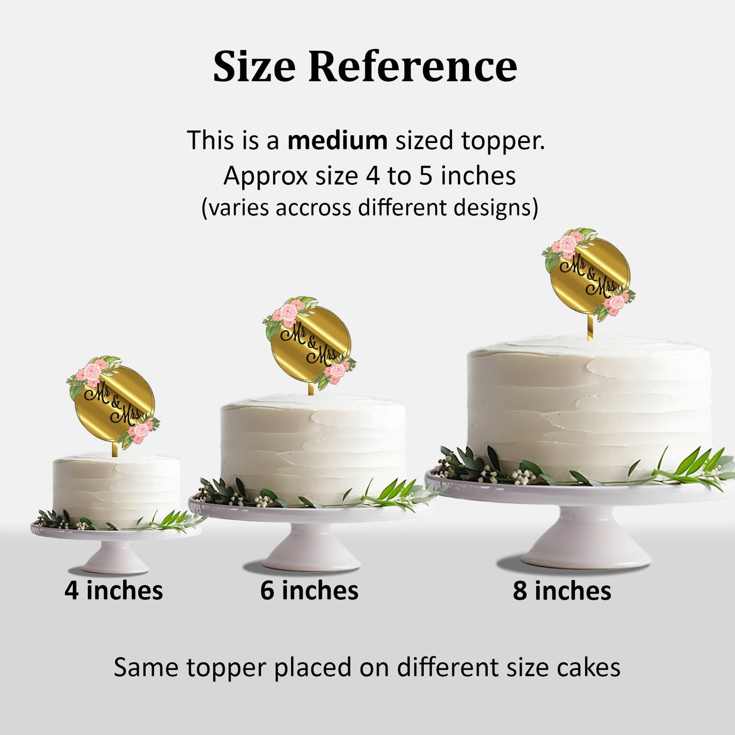 Happy Birthday Acrylic Cake Topper Frame Floral, Size - Medium, SKU-TR10489