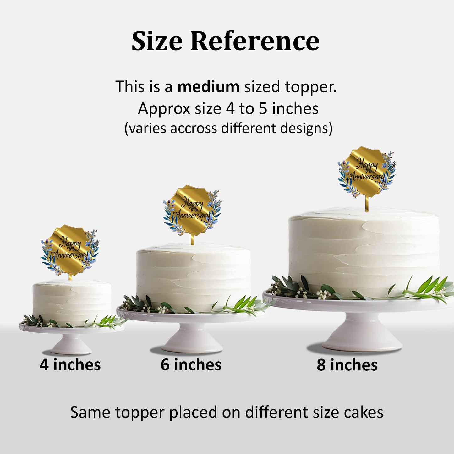 Happy Anniversary Acrylic Cake Topper Frame Floral, Size - Medium, SKU-TR10493