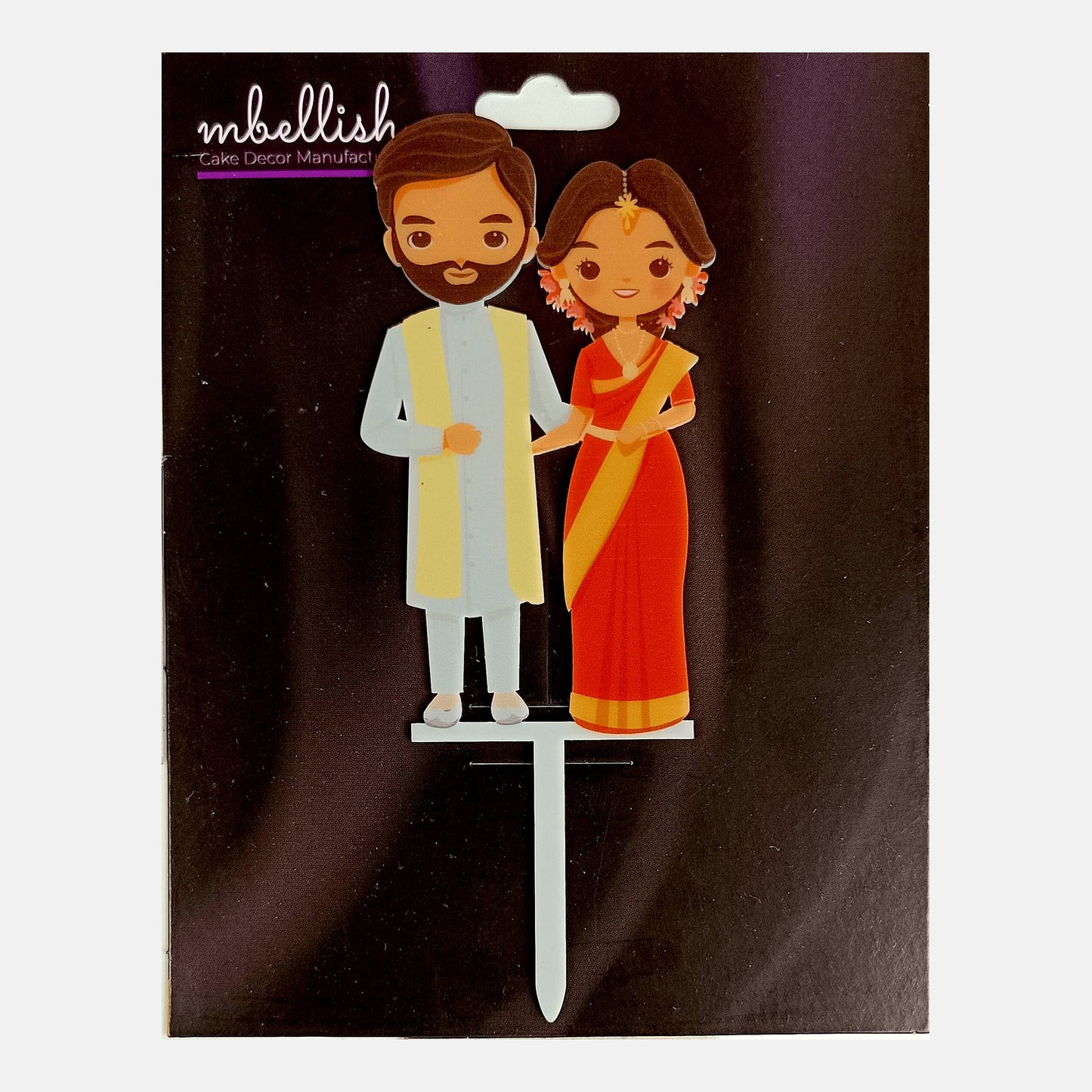 Couples Acrylic Cake Topper Indian, Size - Medium, SKU-TR10498
