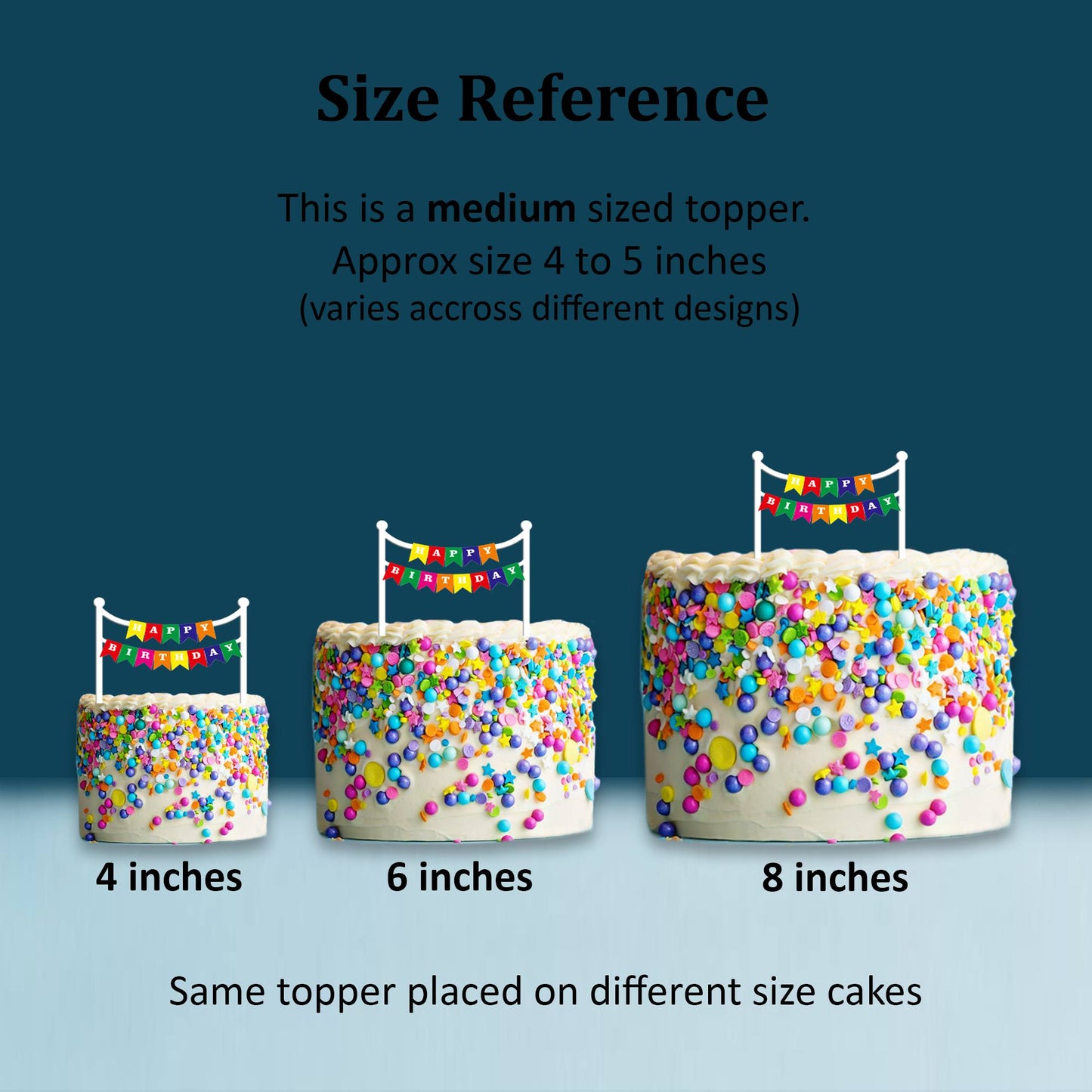 Happy Birthday Acrylic Cake Topper Bunting, Size - Medium, SKU-TR10499