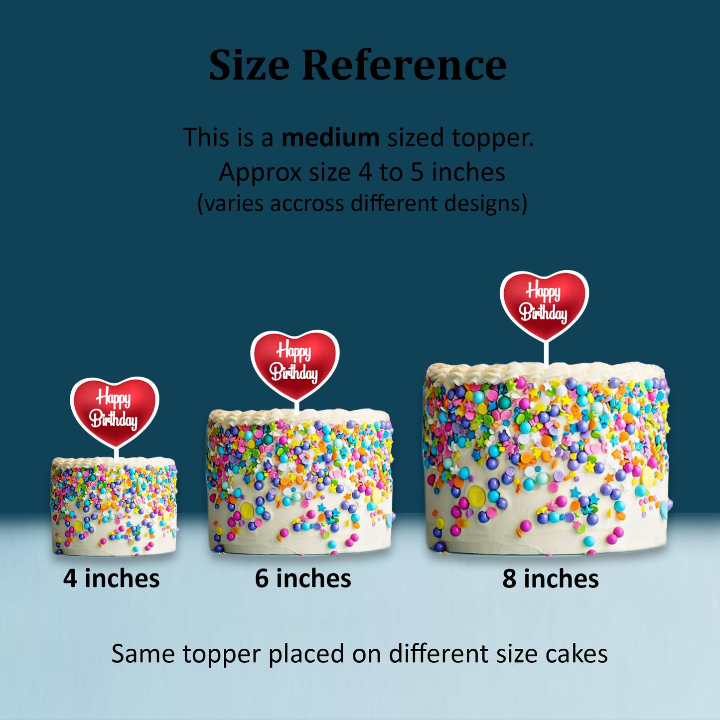 Happy Birthday Acrylic Cake Topper Heart, Size - Medium, SKU-TR10501
