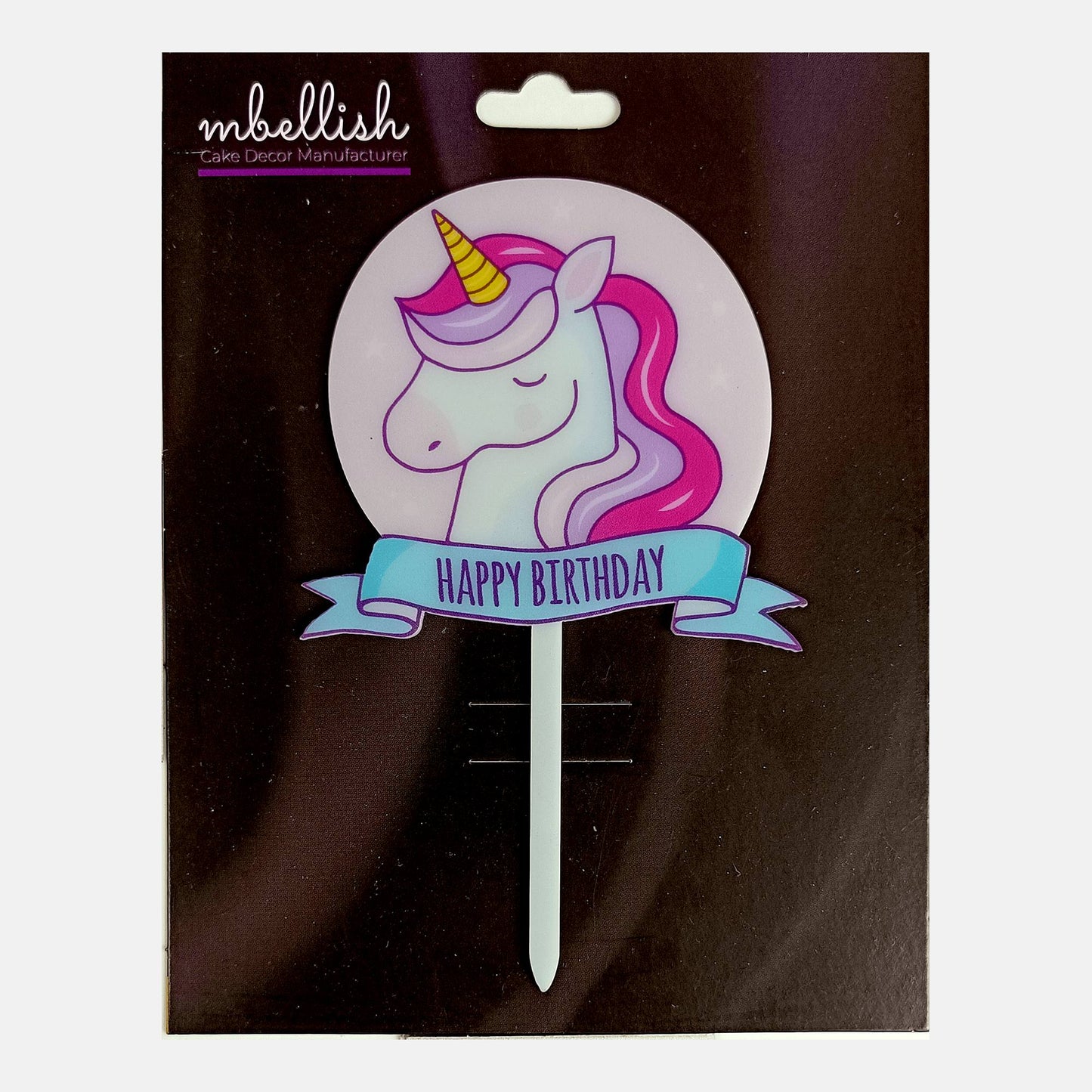 Happy Birthday Acrylic Cake Topper unicorn, Size - Medium, SKU-TR10502