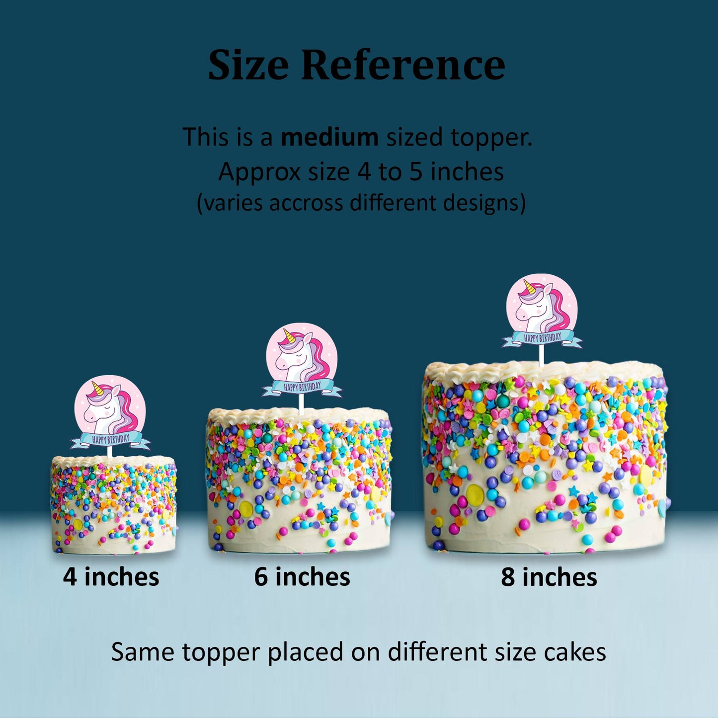 Happy Birthday Acrylic Cake Topper unicorn, Size - Medium, SKU-TR10502