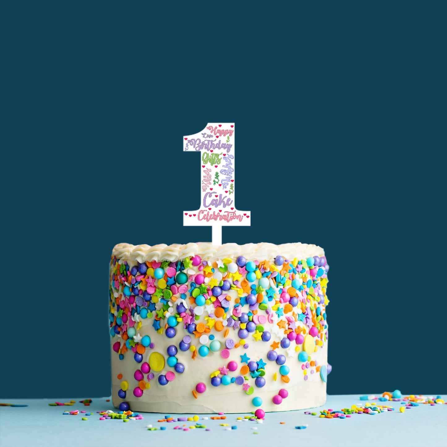 One First Birthday Acrylic Cake Topper, Size - Medium, SKU-TR10503
