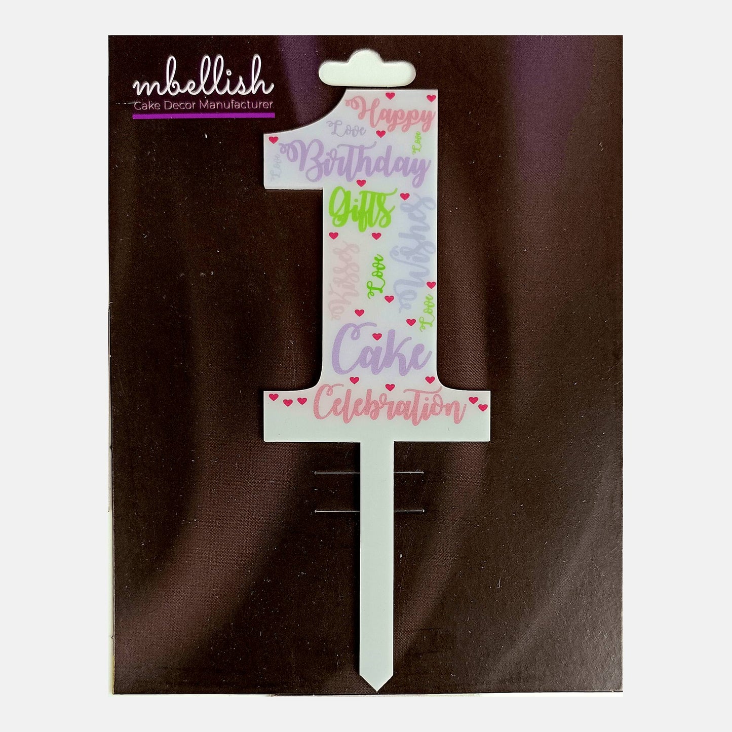 One First Birthday Acrylic Cake Topper, Size - Medium, SKU-TR10503