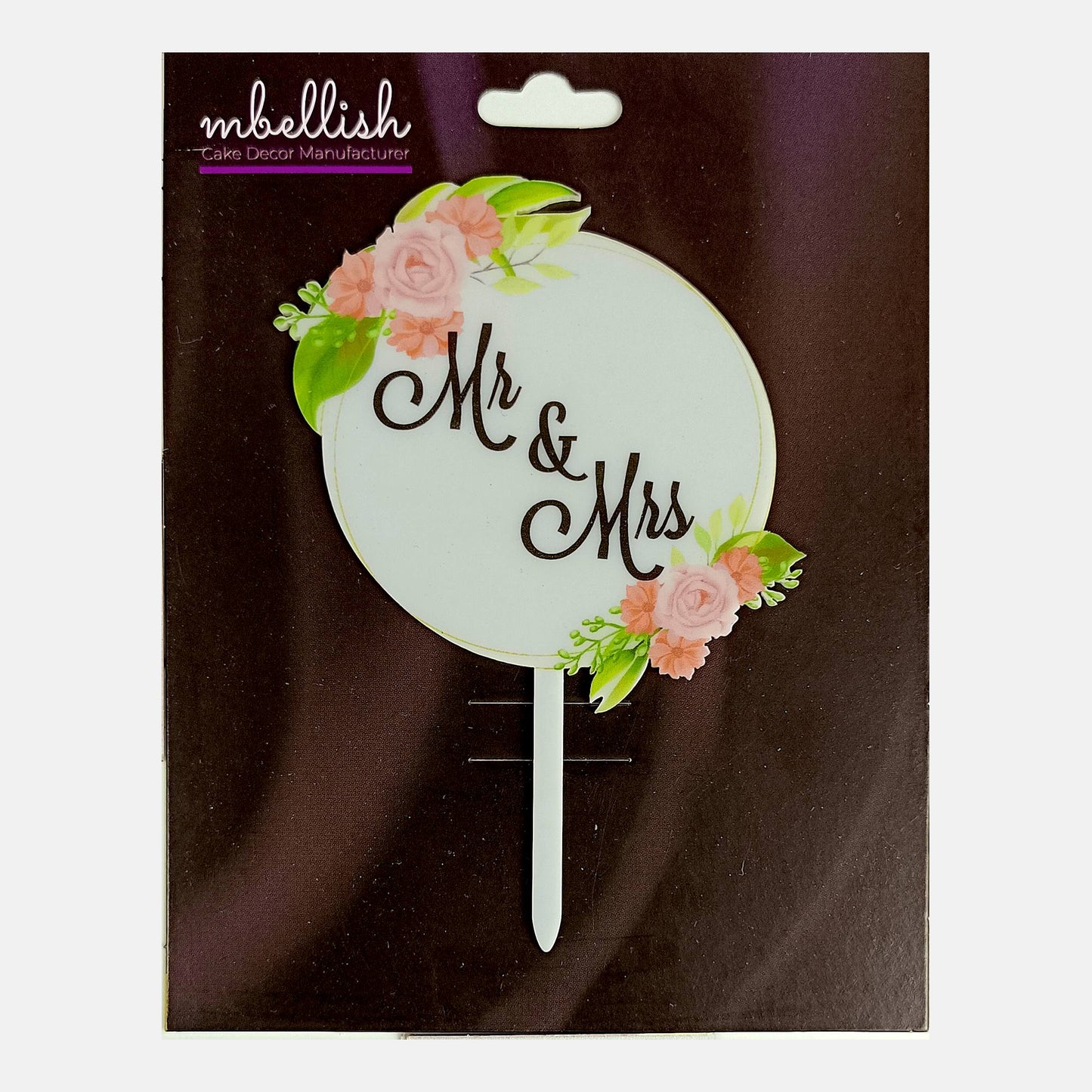 Mr & Mrs Acrylic Cake Topper, Size - Medium, SKU-TR10504