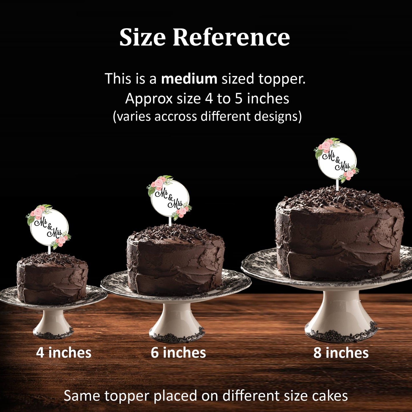 Mr & Mrs Acrylic Cake Topper, Size - Medium, SKU-TR10504