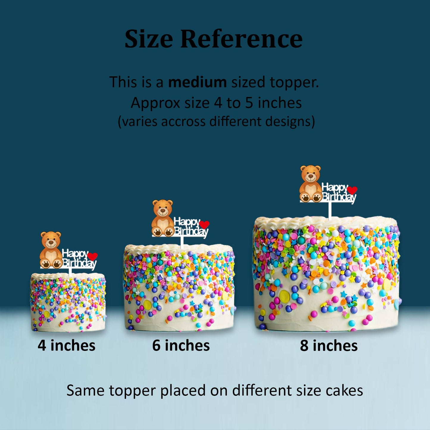 Happy Birthday Acrylic Cake Topper Teddy Bear, Size - Medium, SKU-TR10508
