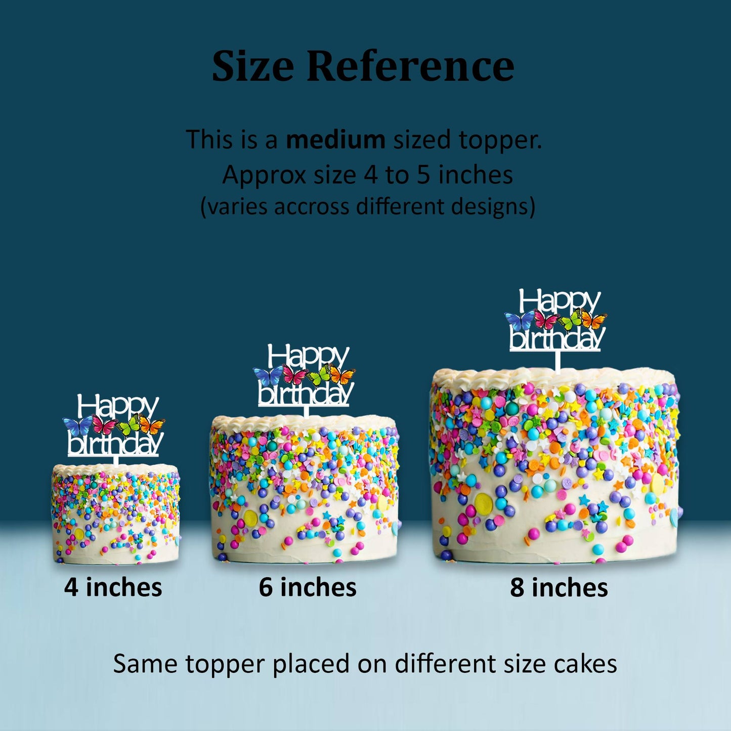 Happy Birthday Acrylic Cake Topper Butterflies, Size - Medium, SKU-TR10511