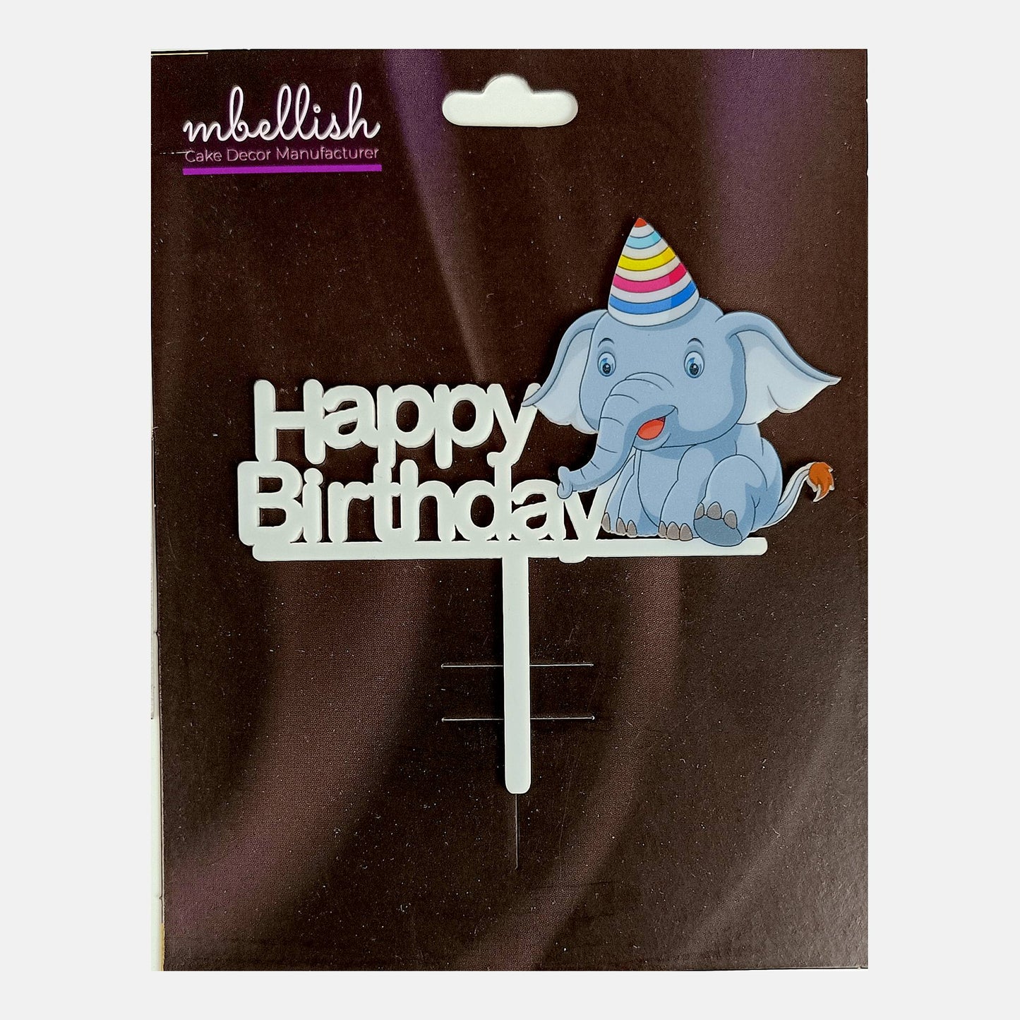 Happy Birthday Acrylic Cake Topper Dumbo Elephant, Size - Medium, SKU-TR10518