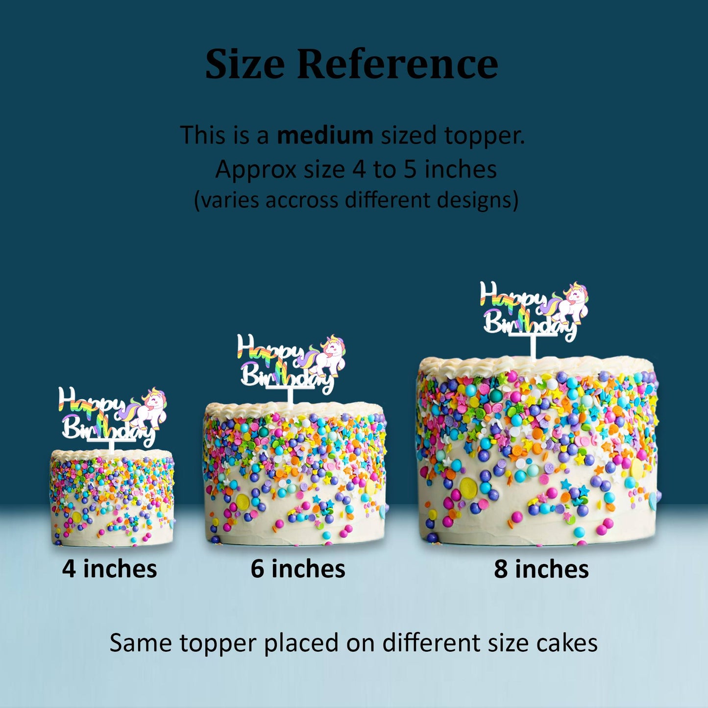 Happy Birthday Acrylic Cake Topper Unicorn Rainbow, Size - Medium, SKU-TR10519