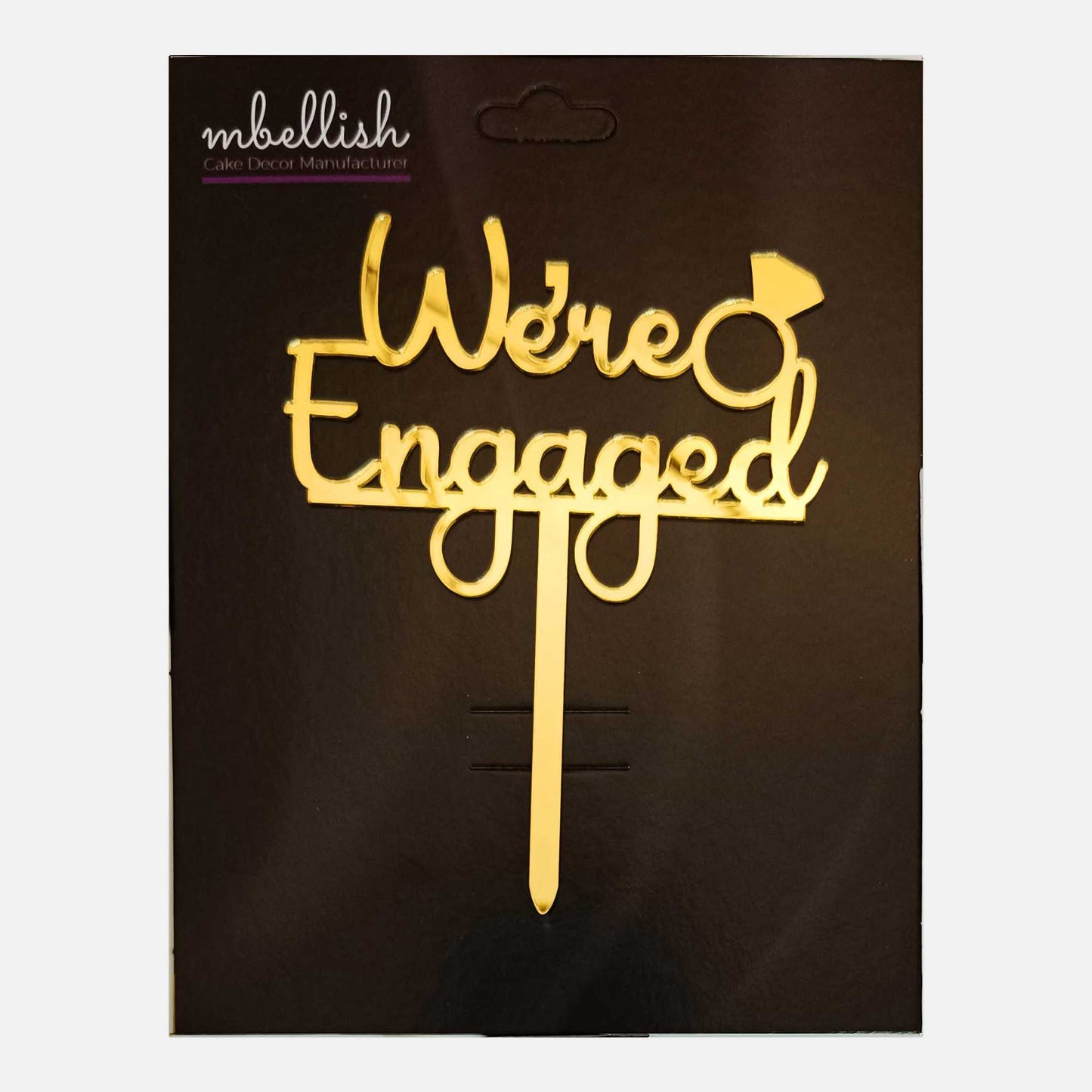 We're Engaged Arcrylic Cake Topper Ring, Size - Medium, Pack of 1, SKU-TR10763