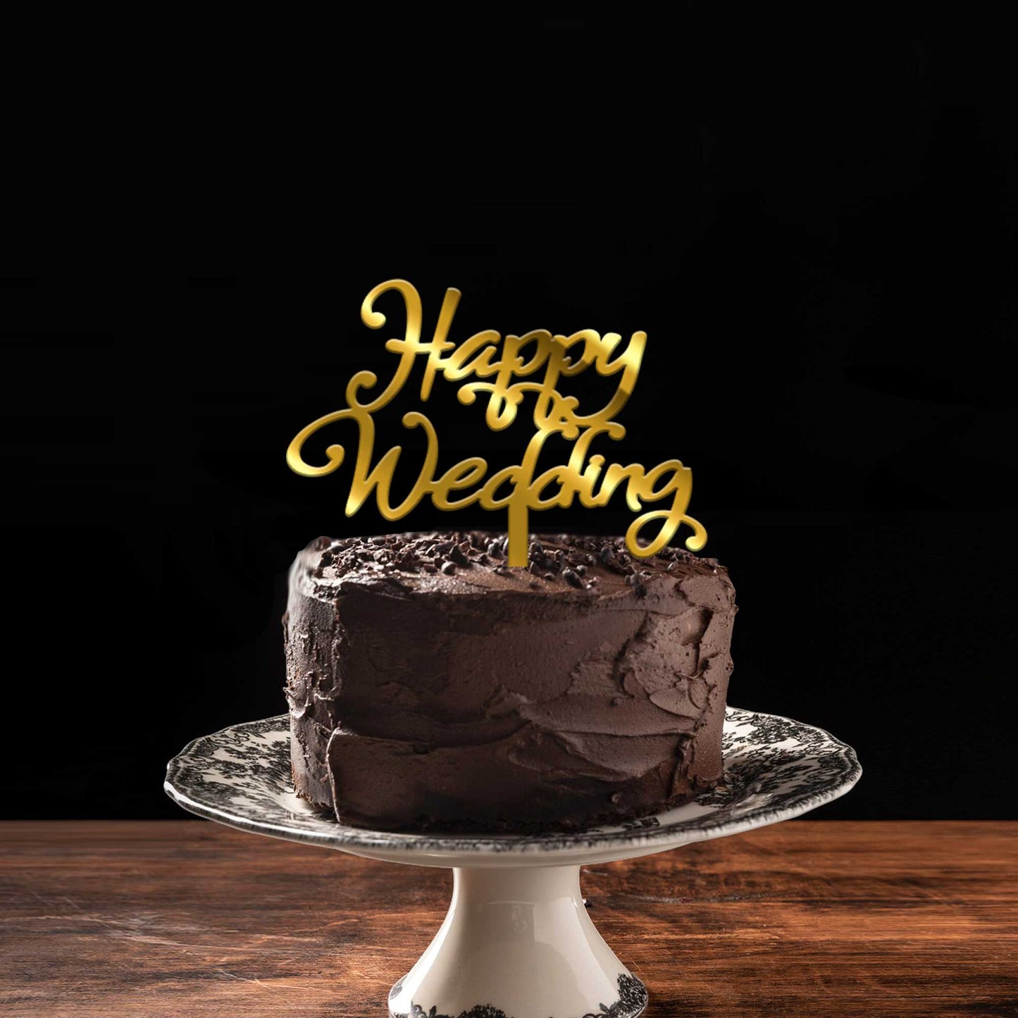 Happy Wedding Acrylic Cake Topper, Size - Medium, Pack of 1, SKU-TR10788