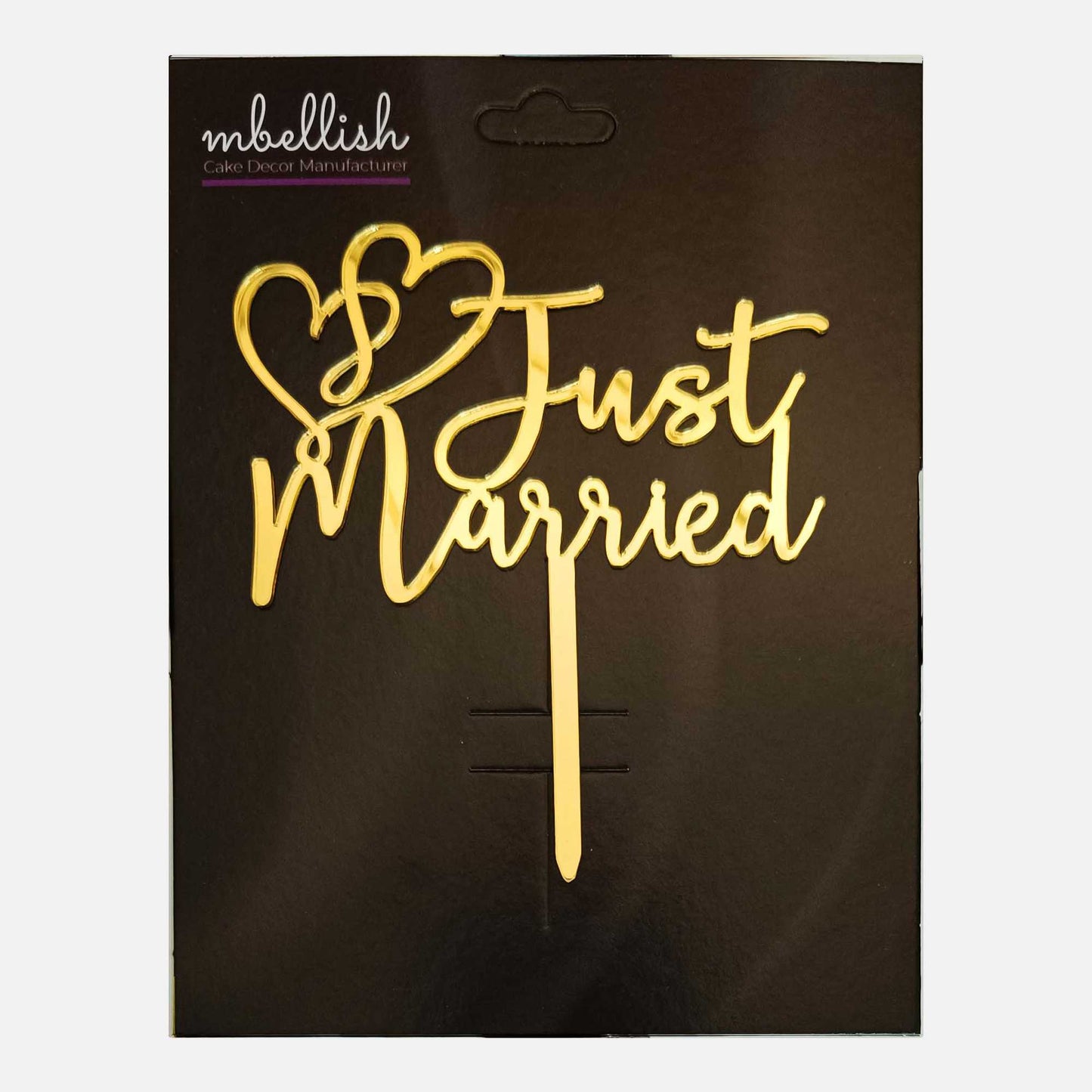 Just Married Arcrylic Cake Topper Heart, Size - Medium, Pack of 1, SKU-TR10791