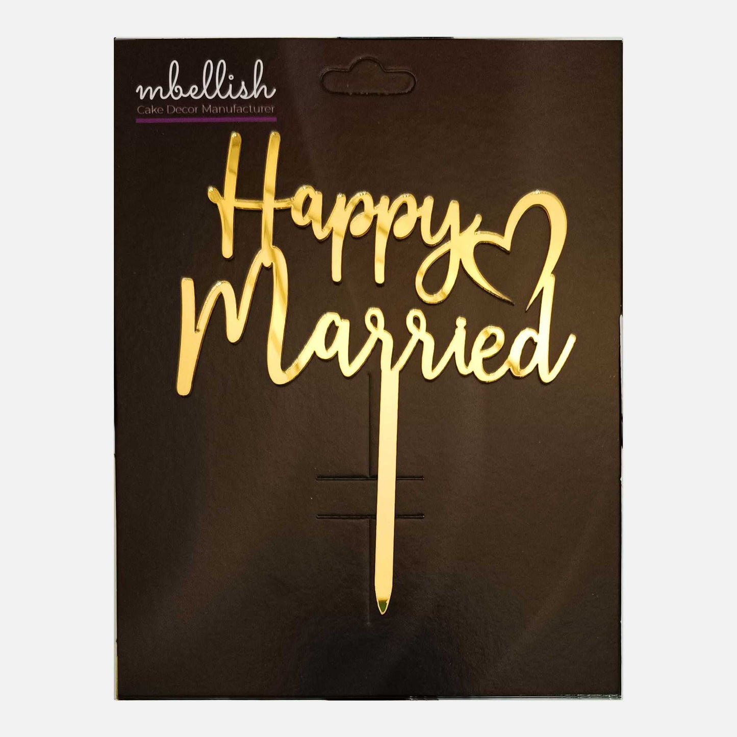 Happy Married Arcrylic Cake Topper Heart, Size - Medium, Pack of 1, SKU-TR10793