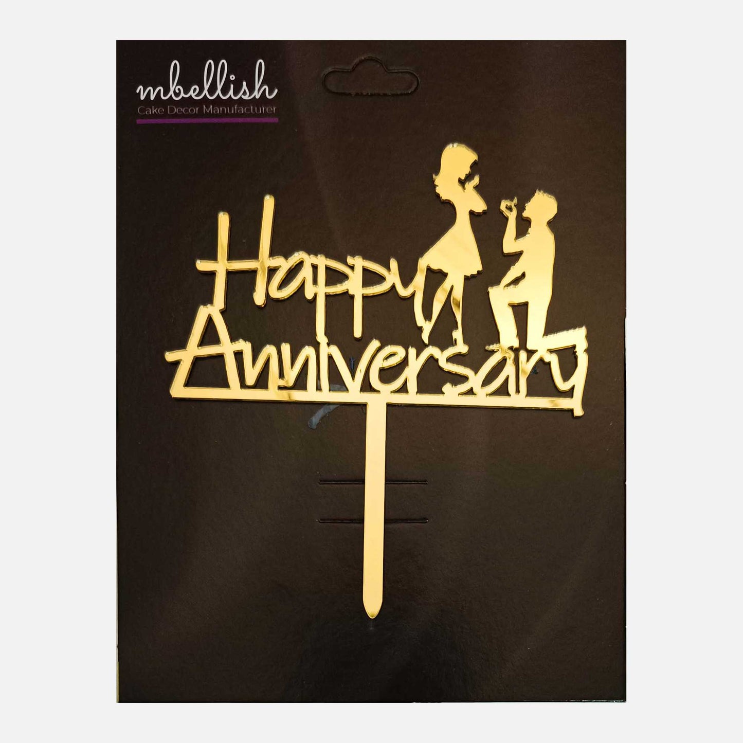 Happy Anniversary Acrylic Cake Topper Heart, Size - Medium, Pack of 1, SKU-TR10811
