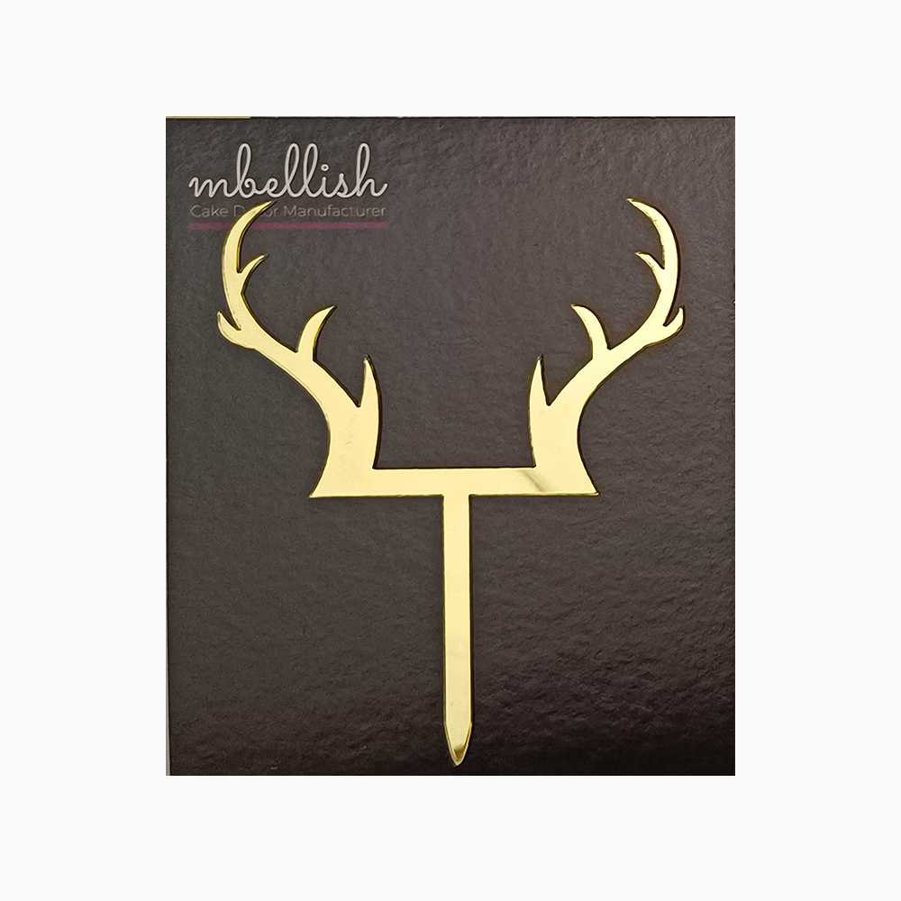 Merry Christmas Reindeer Horns Acrylic Cake Topper, Size - Small, Pack of 10, SKU-TR11059