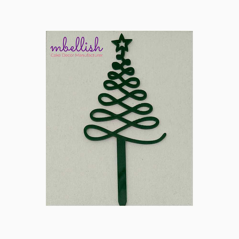 Merry Christmas Tree Acrylic Cake Topper, Size - Small, Pack of 10, SKU-TR11065