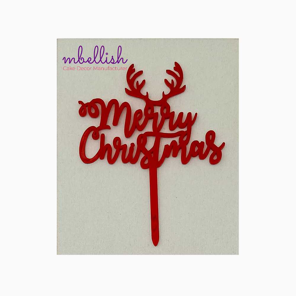 Merry Christmas Acrylic Cake Topper, Size - Small, Pack of 10, SKU-TR11066