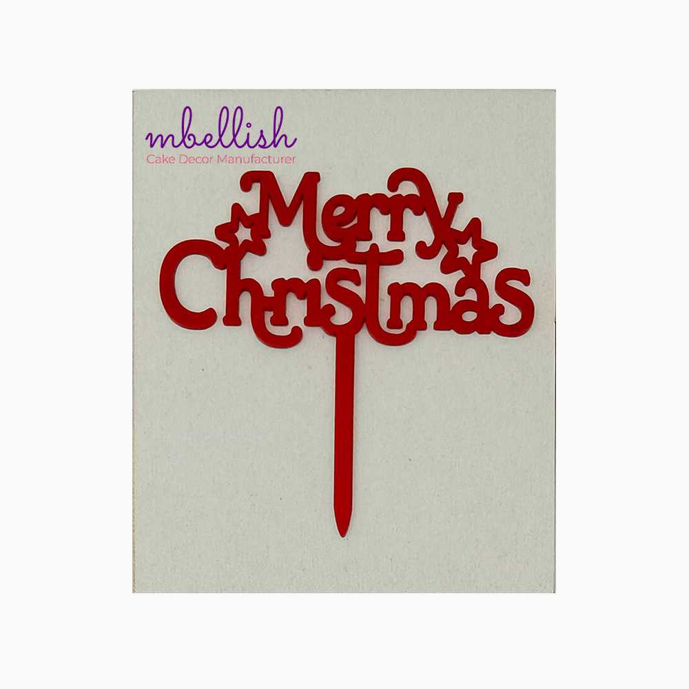 Merry Christmas Acrylic Cake Topper, Size - Small, Pack of 10, SKU-TR11067