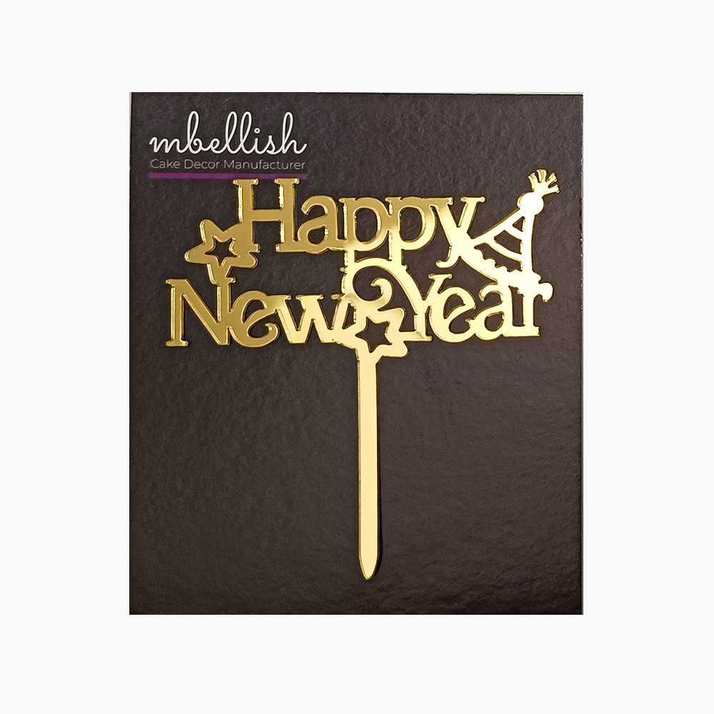 Happy New Year Acrylic Cake Topper, Size - Small, Pack of 10, SKU-TR11068