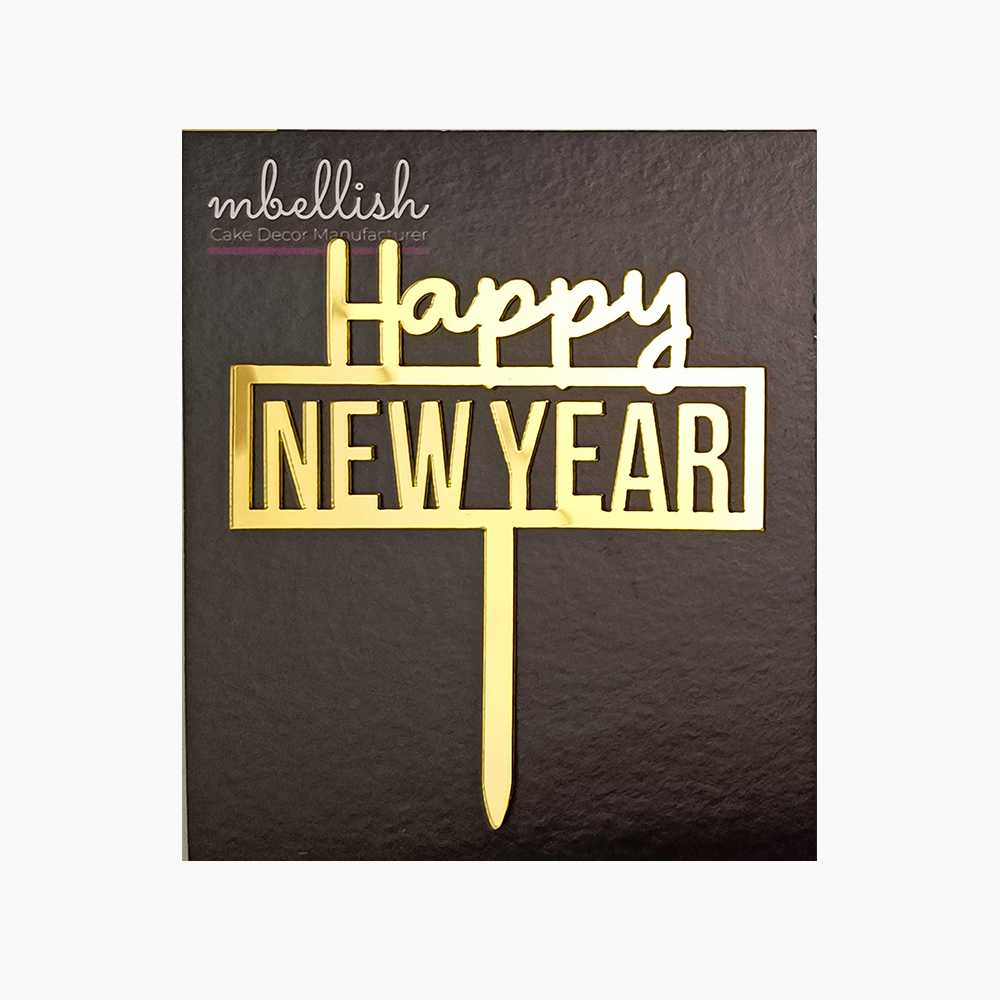 Happy New Year Acrylic Cake Topper, Size - Small, Pack of 10, SKU-TR11070