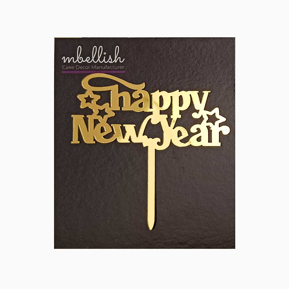 Happy New Year Acrylic Cake Topper, Size - Small, Pack of 10, SKU-TR11071