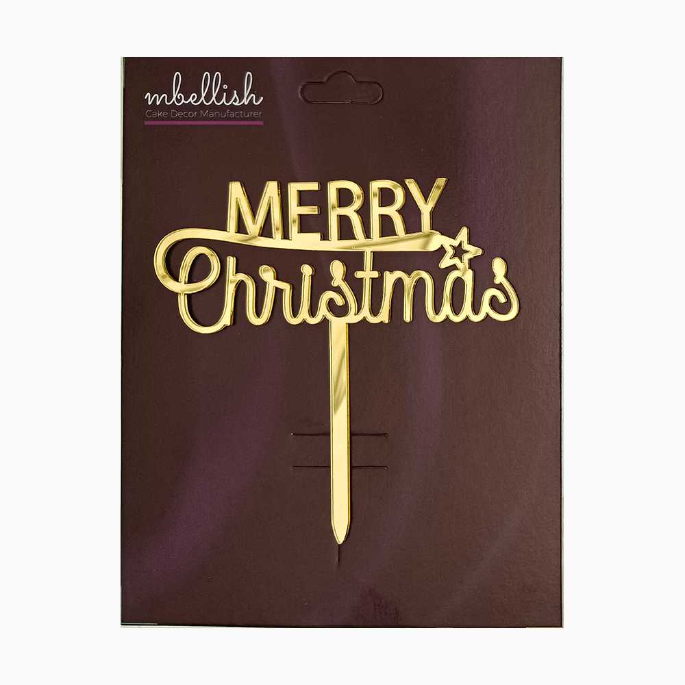 Merry Christmas Acrylic Cake Topper, Size - Medium, Pack of 1, SKU-TR11084
