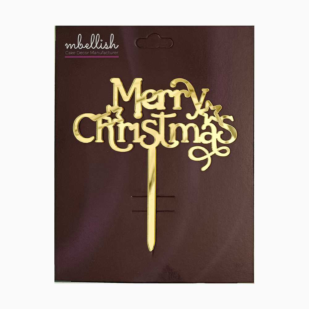 Merry Christmas Acrylic Cake Topper, Size - Medium, Pack of 1, SKU-TR11085