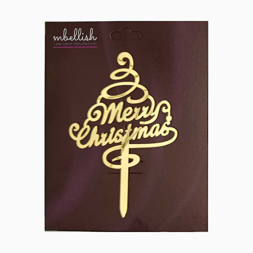 Merry Christmas Tree Acrylic Cake Topper, Size - Medium, Pack of 1, SKU-TR11086