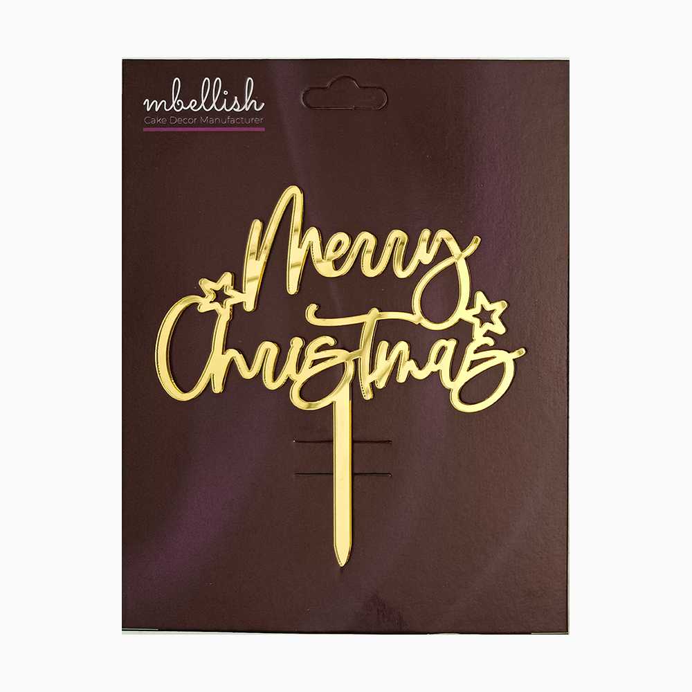 Merry Christmas Acrylic Cake Topper, Size - Medium, Pack of 1, SKU-TR11087