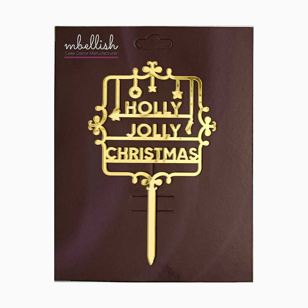 Holly Jolly Christmas Acrylic Cake Topper, Size - Medium, Pack of 1, SKU-TR11088