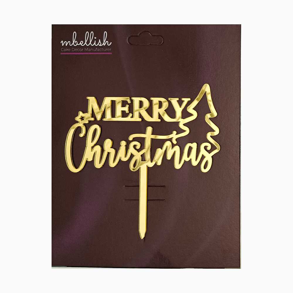 Merry Christmas Acrylic Cake Topper, Size - Medium, Pack of 1, SKU-TR11090