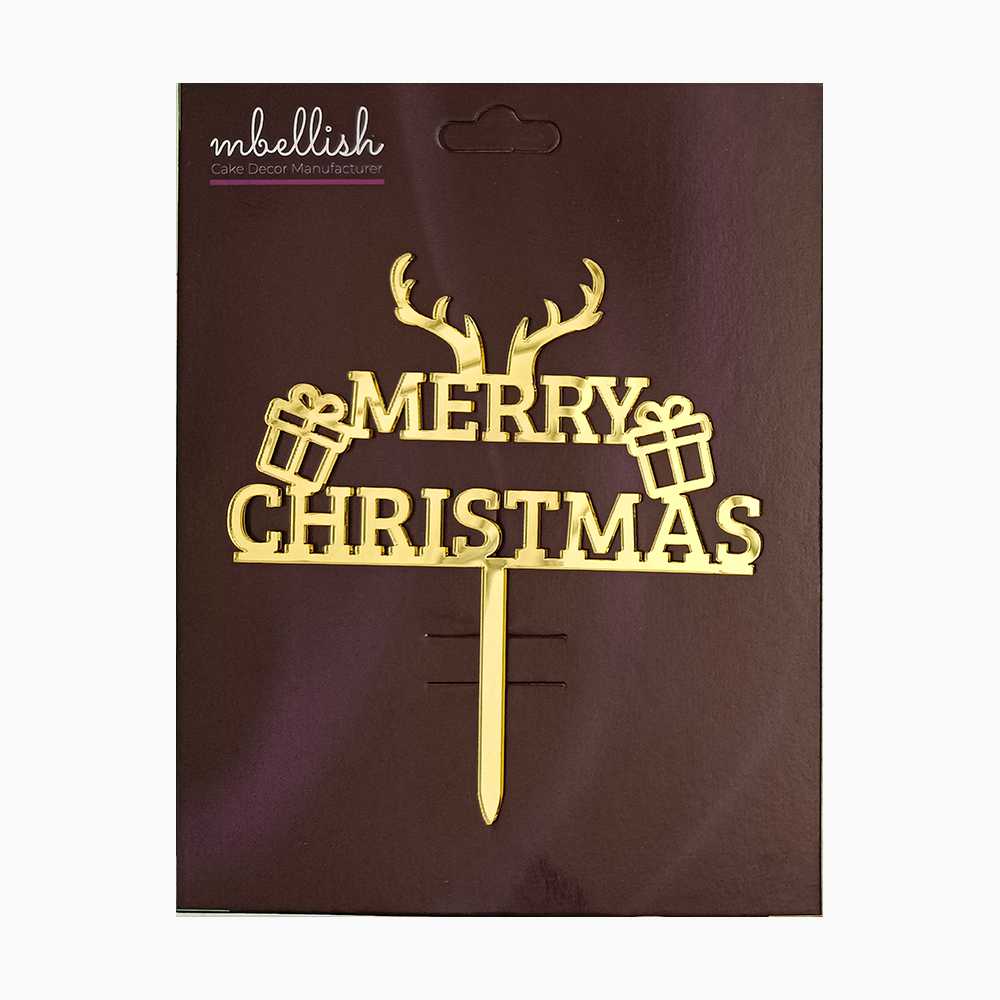 Merry Christmas Acrylic Cake Topper, Size - Medium, Pack of 1, SKU-TR11092