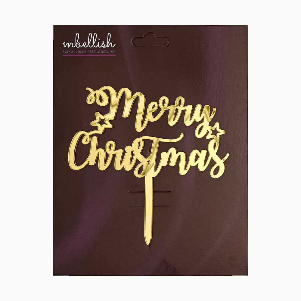 Merry Christmas Acrylic Cake Topper, Size - Medium, Pack of 1, SKU-TR11093