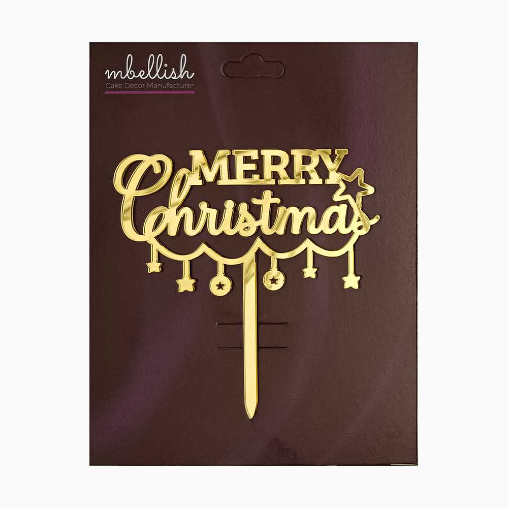 Merry Christmas Acrylic Cake Topper, Size - Medium, Pack of 1, SKU-TR11094