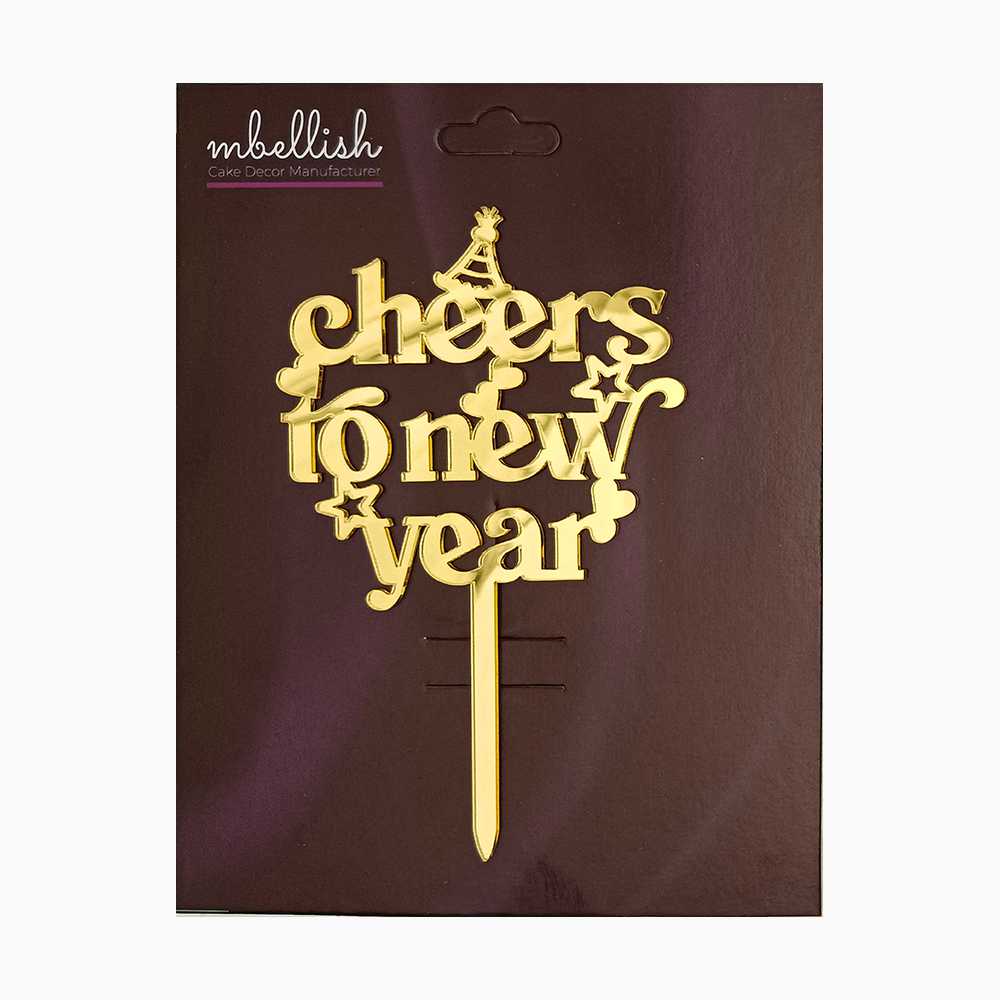 Cheers to New Year Acrylic Cake Topper, Size - Medium, Pack of 1, SKU-TR11095