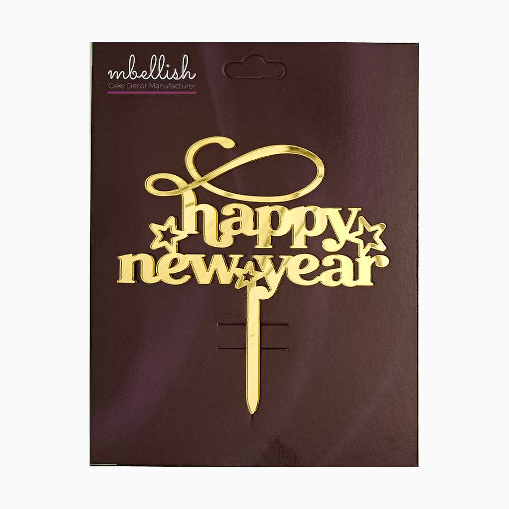 Happy New Year Acrylic Cake Topper, Size - Medium, Pack of 1, SKU-TR11096