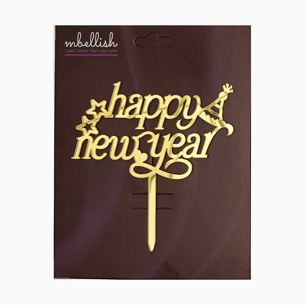 Happy New Year Acrylic Cake Topper, Size - Medium, Pack of 1, SKU-TR11097