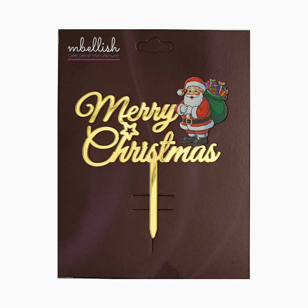 Merry Christmas Acrylic Cake Topper Premium Printed, Size - Medium, Pack of 1, Sku-TR11098