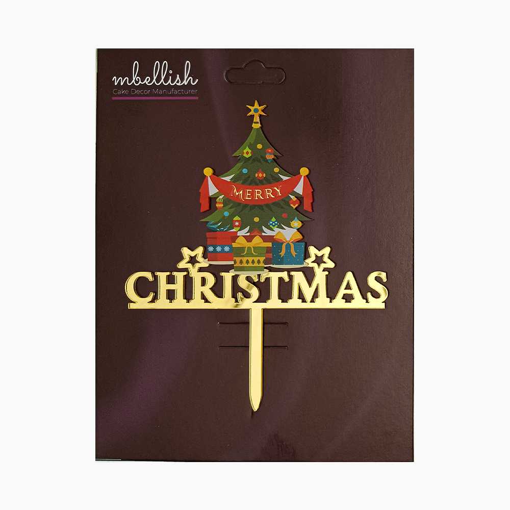 Merry Christmas Acrylic Cake Topper Premium Printed, Size - Medium, Pack of 1, Sku-TR11099