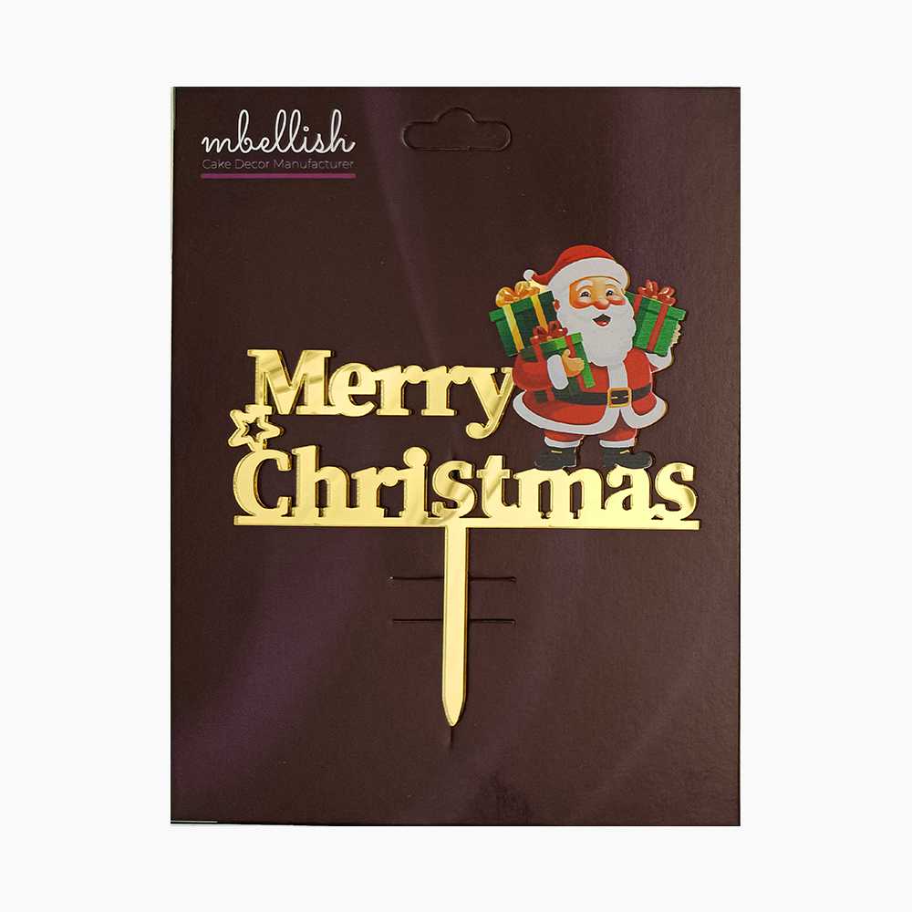 Merry Christmas Acrylic Cake Topper Premium Printed, Size - Medium, Pack of 1, Sku-TR11100