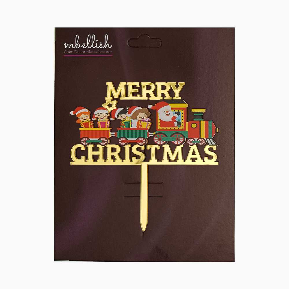 Merry Christmas Acrylic Cake Topper Premium Printed, Size - Medium, Pack of 1, Sku-TR11101