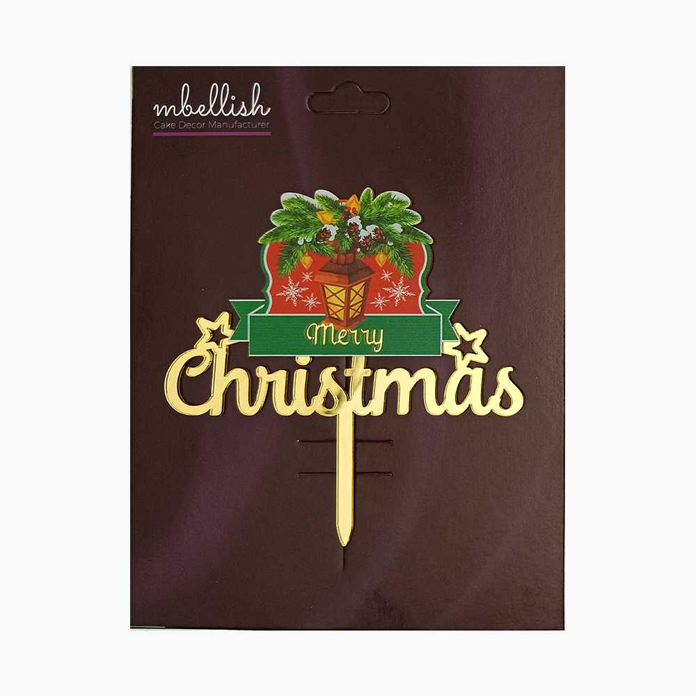 Merry Christmas Acrylic Cake Topper Premium Printed, Size - Medium, Pack of 1, Sku-TR11103