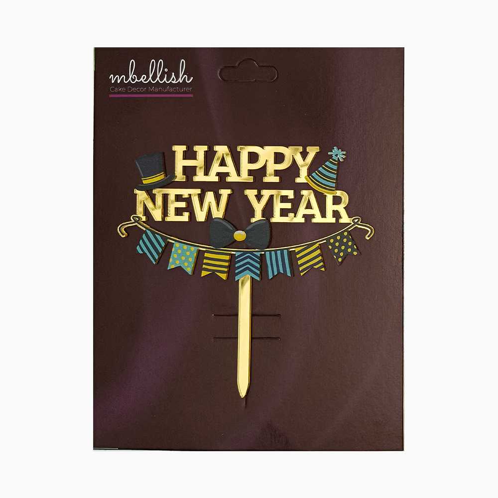 Happy New Year Acrylic Cake Topper Premium Printed, Size - Medium, Pack of 1, Sku-TR11106