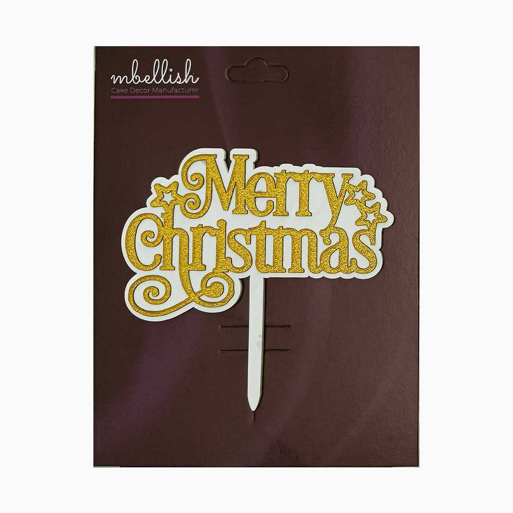 Merry Christmas Acrylic Cake Topper Premium Double Layer, Size - Medium, pack of 1, Sku-TR11108
