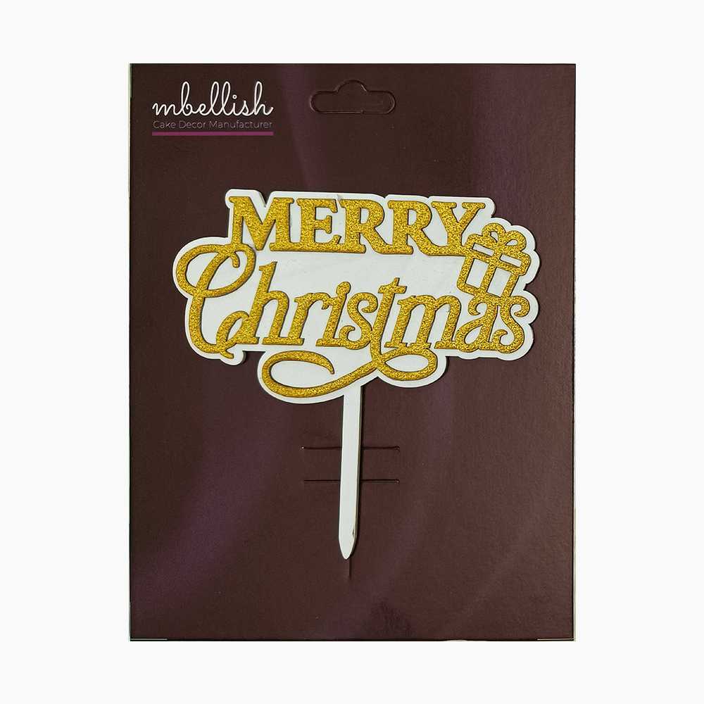 Merry Christmas Acrylic Cake Topper Premium Double Layer, Size - Medium, pack of 1, Sku-TR11109