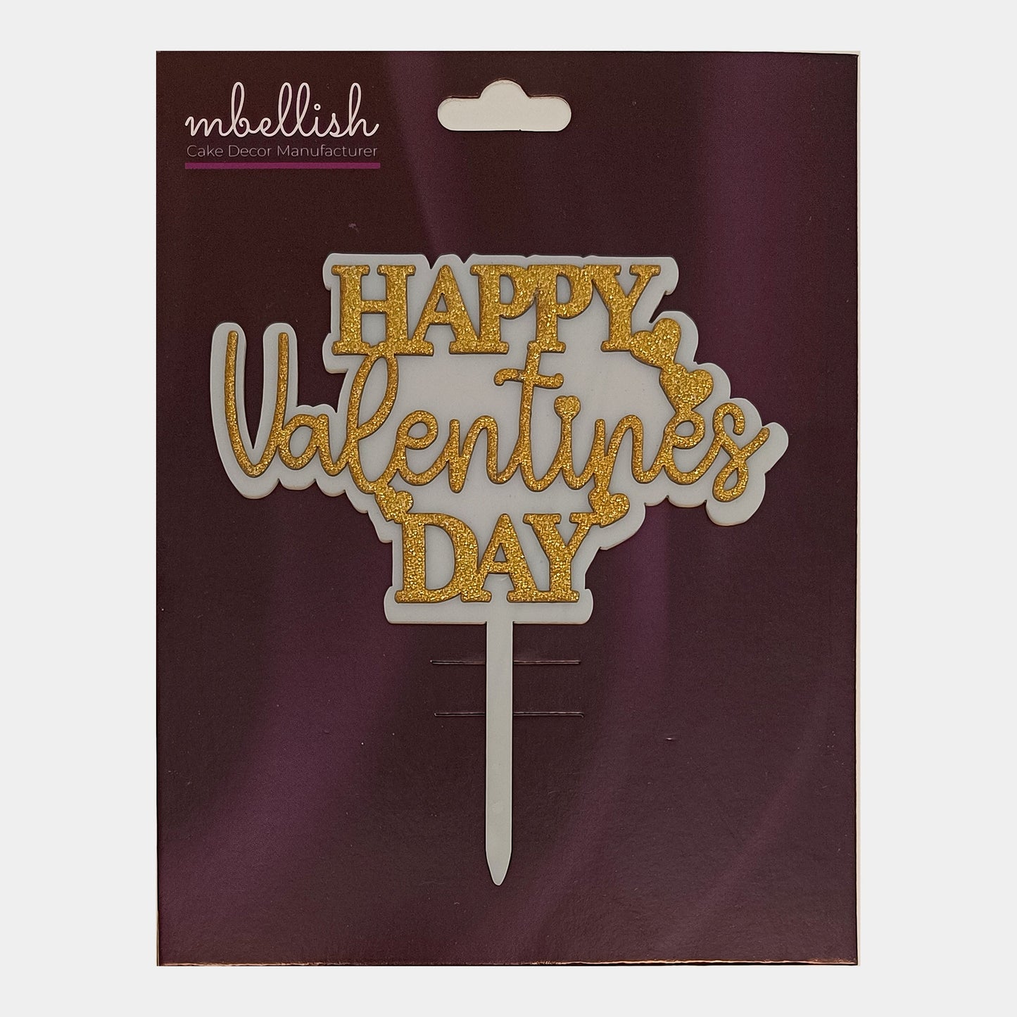 Happy Valentine's Day Acrylic Cake Topper Premium Double Layer, Size - Medium, pack of 1, Sku-TR11243