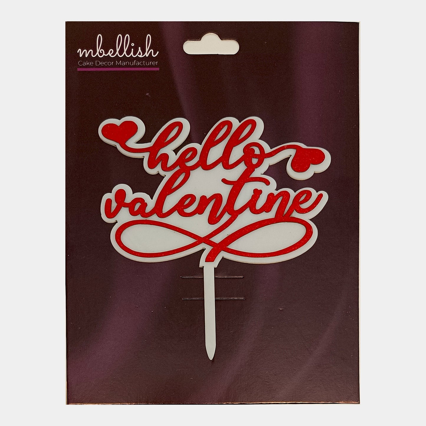 Hello Valentine Acrylic Cake Topper Premium Double Layer, Size - Medium, pack of 1, Sku-TR11245