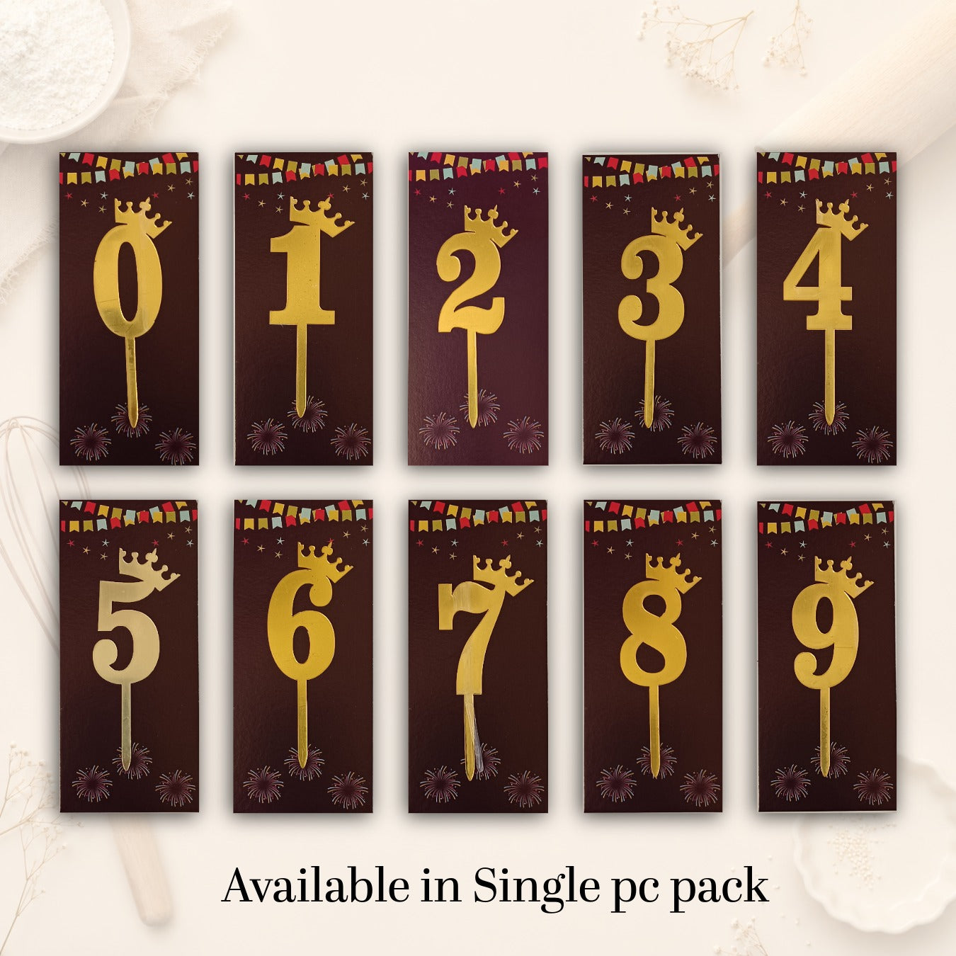 Acrylic Number Cake Topper with Crown - Size - Medium(4 inches) | Single Piece